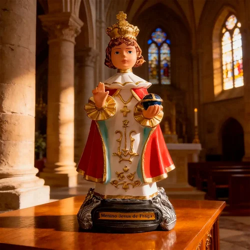 Imagem do Menino Jesus de Praga de Borracha Inquebrável - 20 cm