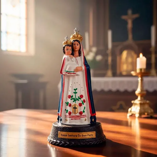 Imagem de Nossa Senhora do Bom Parto de Borracha Inquebrável - 22 cm