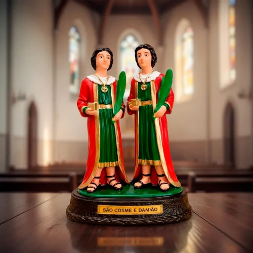 Imagem de São Cosme e Damião de Borracha Inquebrável - 22 cm