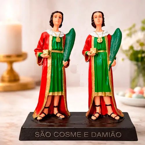 Imagem de São Cosme e Damião de Borracha Inquebrável - 30 cm