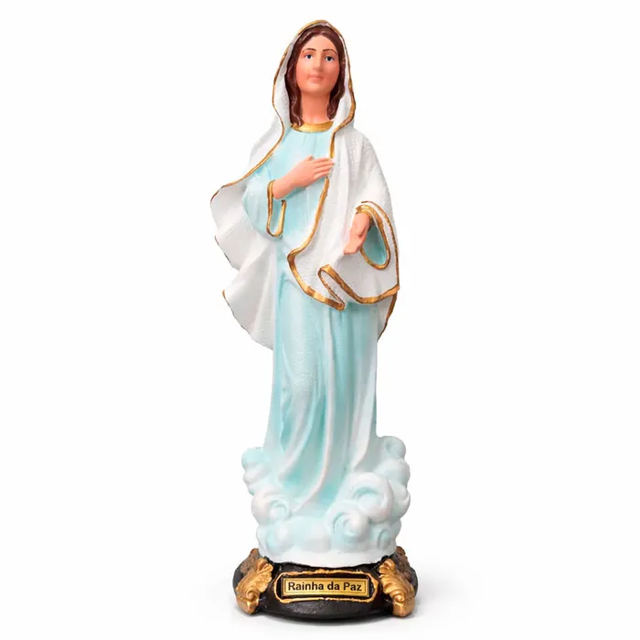 Imagem de Nossa Senhora de Medjugorje Rainha da Paz de Borracha - 33 cm | Lojinha Uai