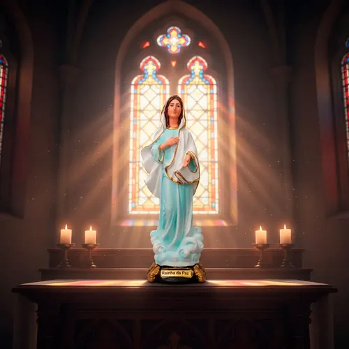Imagem de Nossa Senhora de Medjugorje Rainha da Paz de Borracha Inquebrável - 33 cm