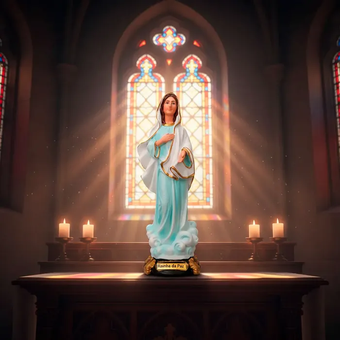 Imagem de Nossa Senhora de Medjugorje Rainha da Paz de Borracha - 33 cm | Lojinha Uai