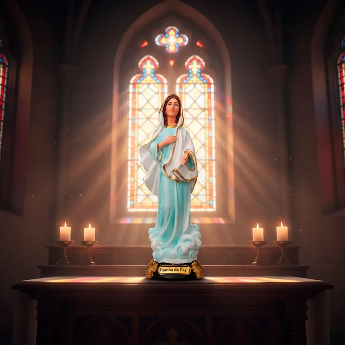 Imagem de Nossa Senhora de Medjugorje Rainha da Paz de Borracha - 33 cm | Lojinha Uai