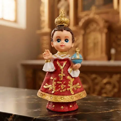Imagem do Menino Jesus de Praga Infantil de Resina - 8 cm