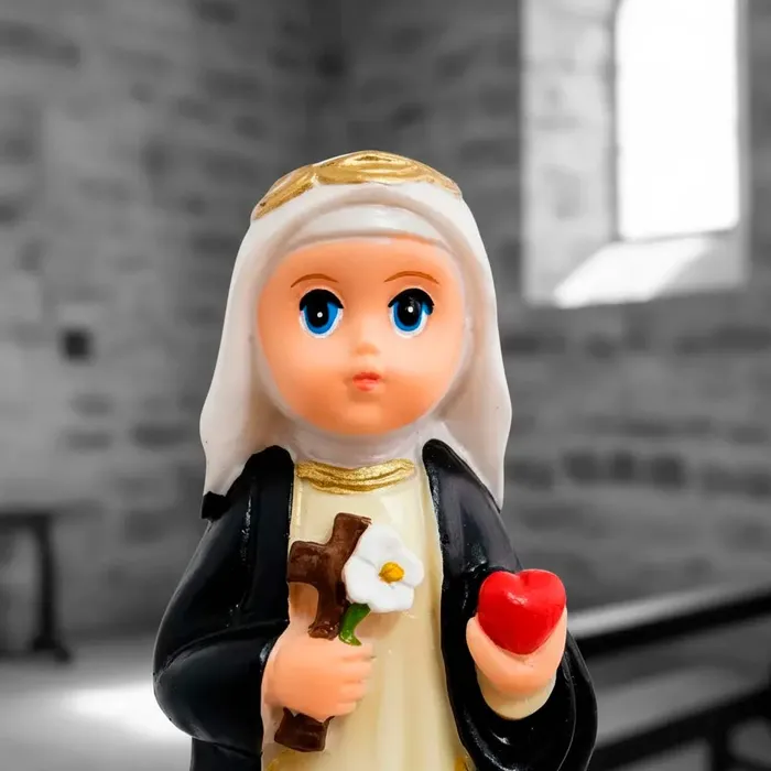 Imagem de Santa Catarina de Sena Infantil de Resina - 8 cm | Lojinha Uai