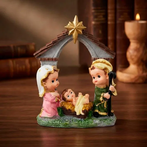 Presépio de Natal Sagrada Família Infantil de Resina - 11 cm