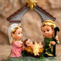 Presépio de Natal Sagrada Família Infantil de Resina - 11 cm - imagem 3