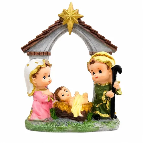 Presépio de Natal Sagrada Família Infantil de Resina - 11 cm
