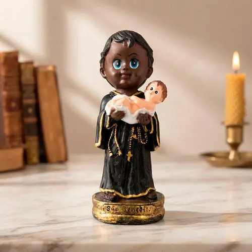 Imagem de São Benedito Infantil de Resina - 15 cm