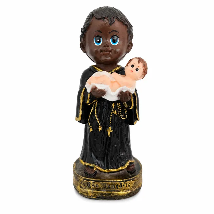 Imagem de São Benedito Infantil de Resina - 15 cm