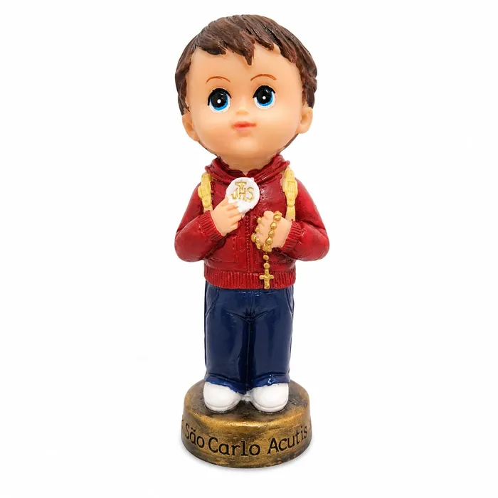 Imagem de São Carlo Acutis Infantil de Resina - 15 cm | Lojinha Uai
