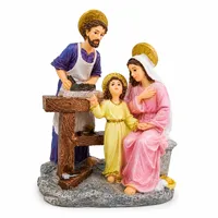 Imagem de São José Carpinteiro com Maria e Menino Jesus de Resina - 13 cm - imagem 1