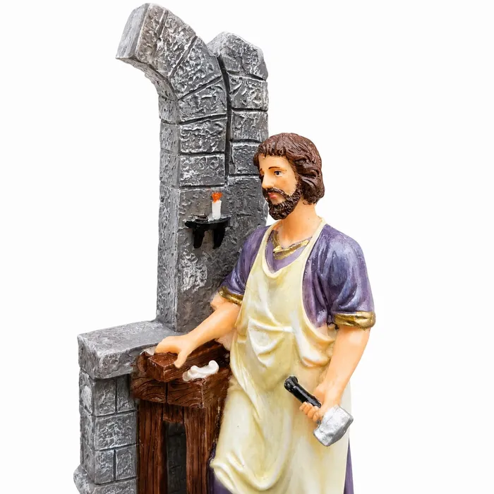 Imagem de São José Operário com Jesus na Carpintaria de Resina - 20 cm