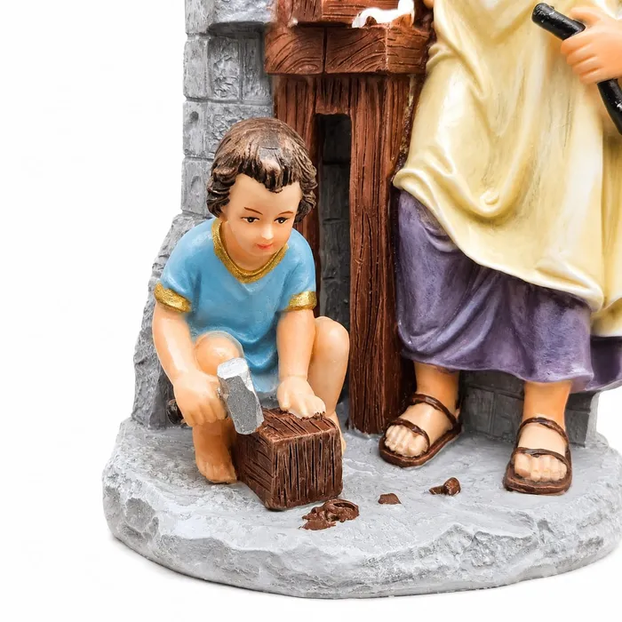 Imagem de São José Operário com Jesus na Carpintaria de Resina - 20 cm