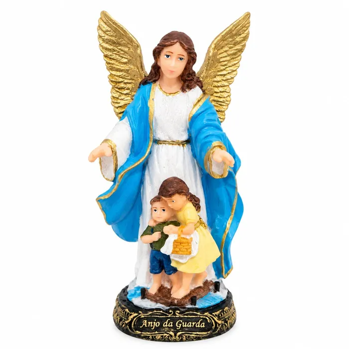 Imagem de Anjo da Guarda Azul Menino de Resina - 15 cm