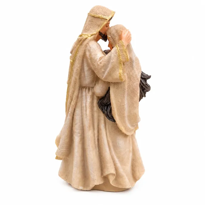 Imagem da Sagrada Família Ternura de Resina Nude com Dourado Luxo - 20 cm