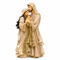 Imagem da Sagrada Família Ternura de Resina Nude com Dourado Luxo - 20 cm - imagem 1