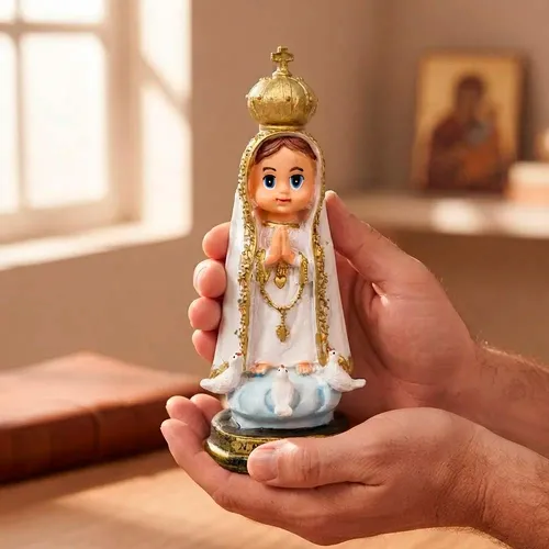 Imagem de Nossa Senhora de Fátima Infantil de Resina - 15 cm