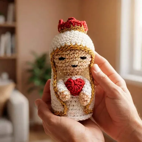 Nossa Senhora de Fátima de Crochê Amigurumi - 10 cm