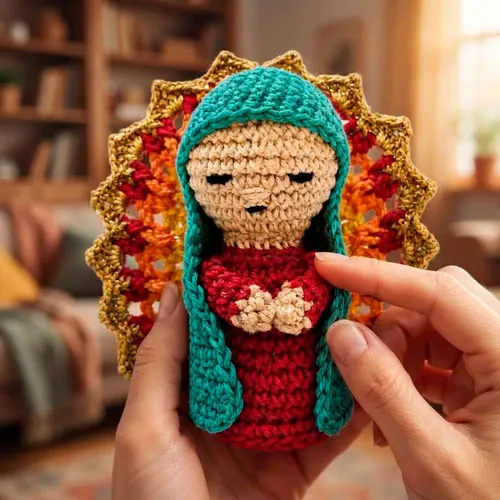 Nossa Senhora de Guadalupe de Crochê Amigurumi - 10 cm