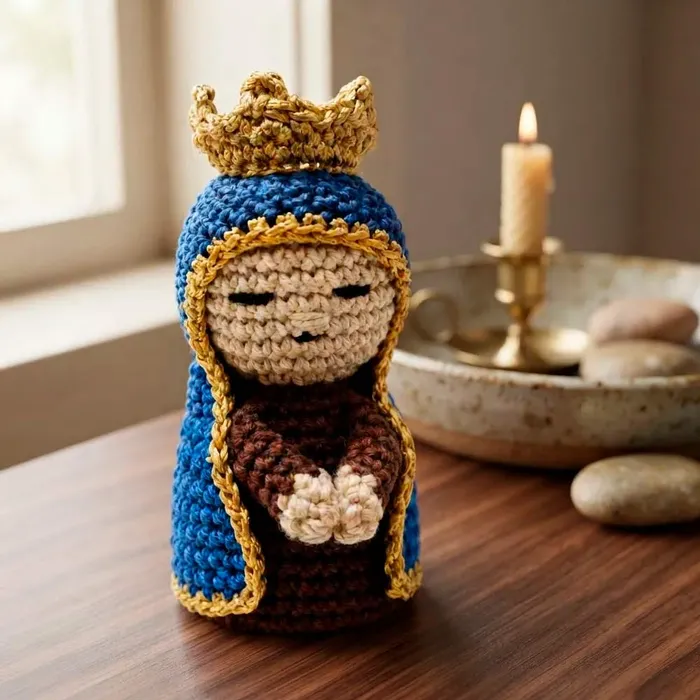 Nossa Senhora Aparecida de Crochê Amigurumi - 10 cm