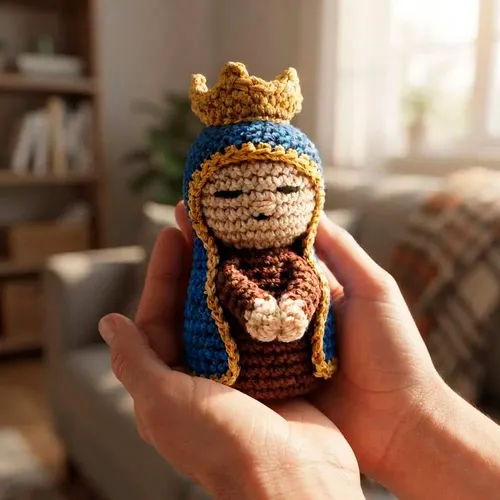 Nossa Senhora Aparecida de Crochê Amigurumi - 10 cm