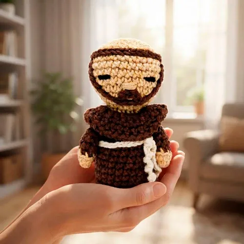 São Francisco de Assis de Crochê Amigurumi - 10 cm