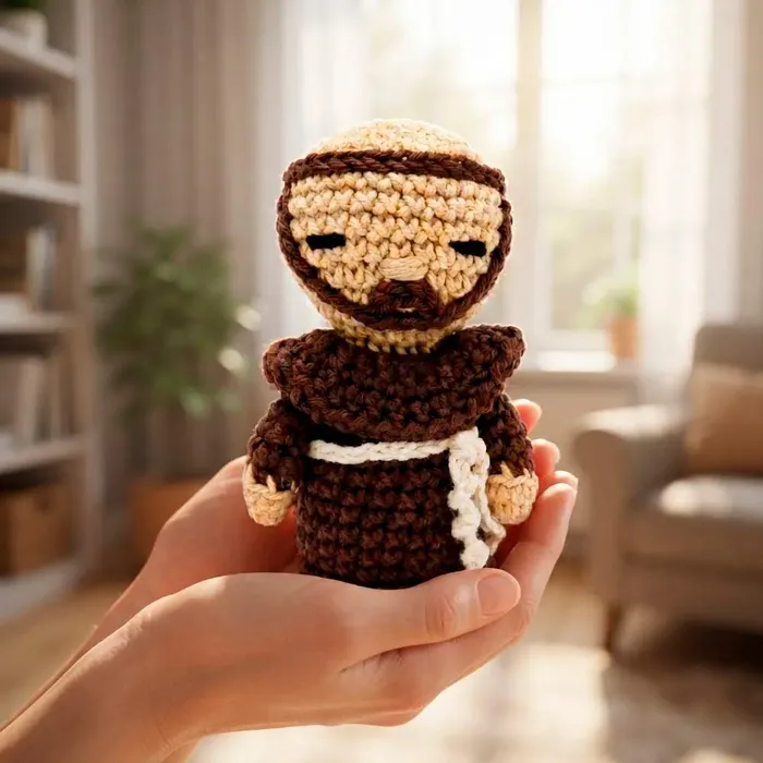 São Francisco de Assis de Crochê Amigurumi - 10 cm