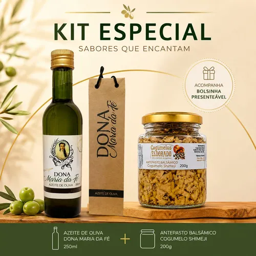 Kit Azeite Extra Virgem Maria da Fé 250ml + Antepasto de Cogumelo Shimeji 200g