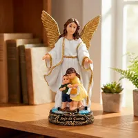 Imagem de Anjo da Guarda Branco com Dourado de Resina - 15 cm - imagem 2