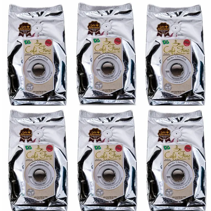 Kit 6 Cafés Gourmet 100% Arábica do Sul de Minas Aroma Chocolate Moído 250g - Café Fino