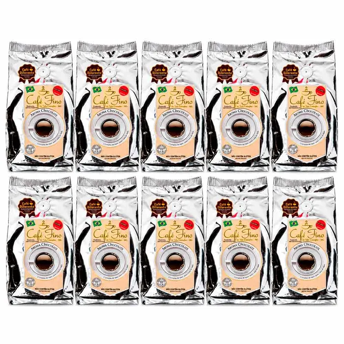 Kit 10 Cafés Gourmet Aroma Chocolate 100% Arábica Moído 250g - Café Fino