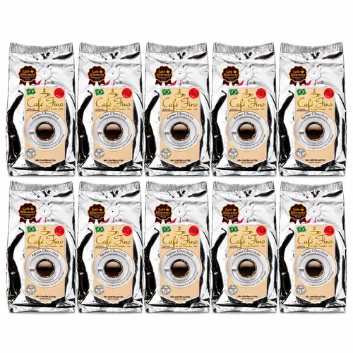 Kit 10 Cafés Gourmet Aroma Chocolate 100% Arábica Moído 250g - Café Fino