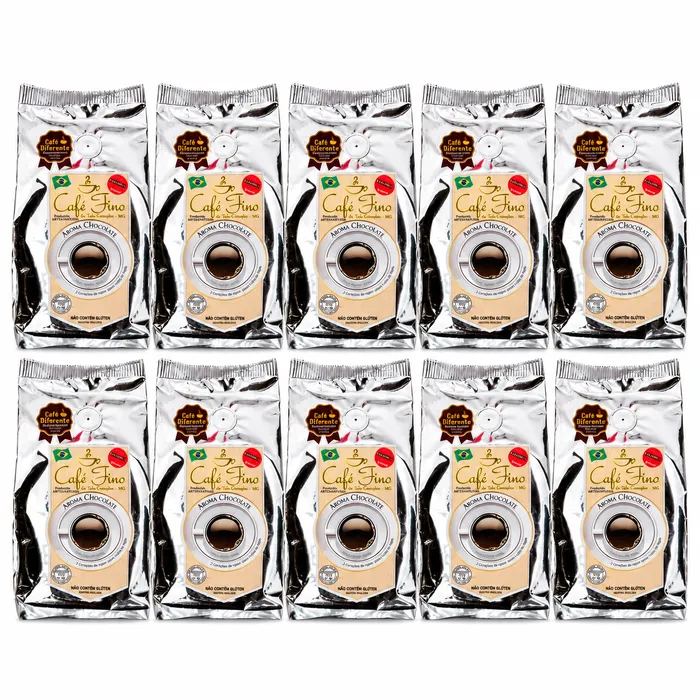 Kit 10 Cafés Gourmet Aroma Chocolate 100% Arábica Moído 250g - Café Fino