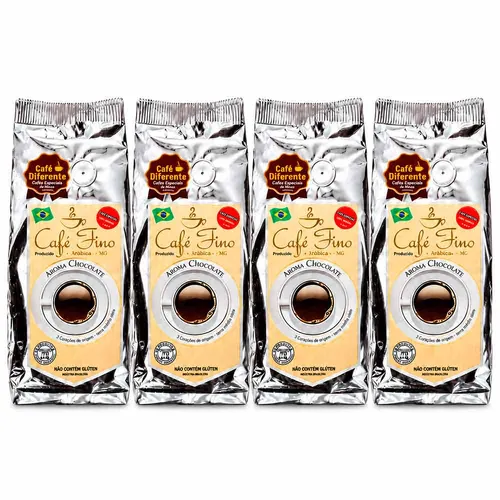 Kit 4 Cafés Gourmet Aroma Chocolate 100% Arábica Moído 250g - Café Fino