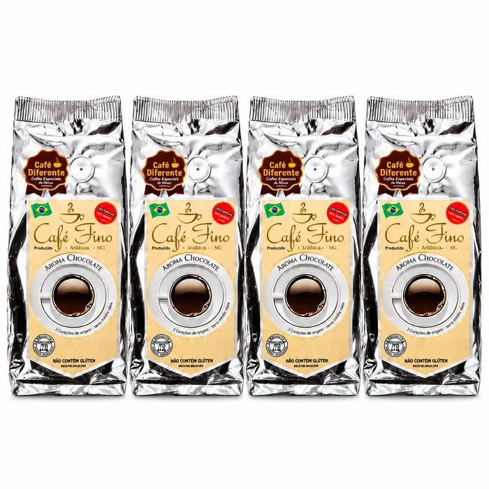 Kit 4 Cafés Gourmet Aroma Chocolate 100% Arábica Moído 250g - Café Fino