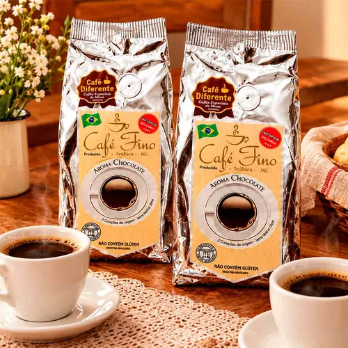 Kit 2 Cafés Gourmet Aroma Chocolate 100% Arábica Moído 250g - Café Fino
