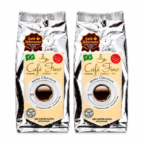 Kit 2 Cafés Gourmet Aroma Chocolate 100% Arábica Moído 250g - Café Fino