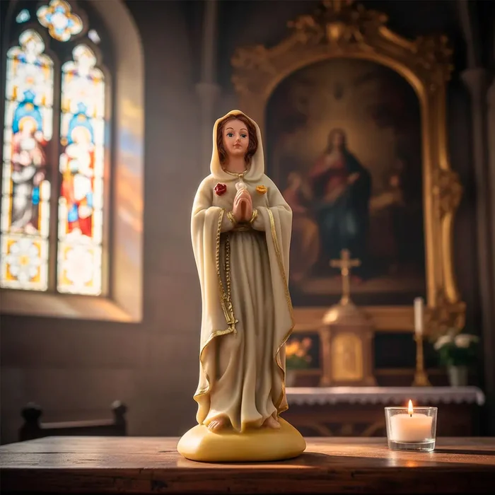 Imagem de Nossa Senhora da Rosa Mística de Resina - 15 cm | Comprar na Lojinha Uai