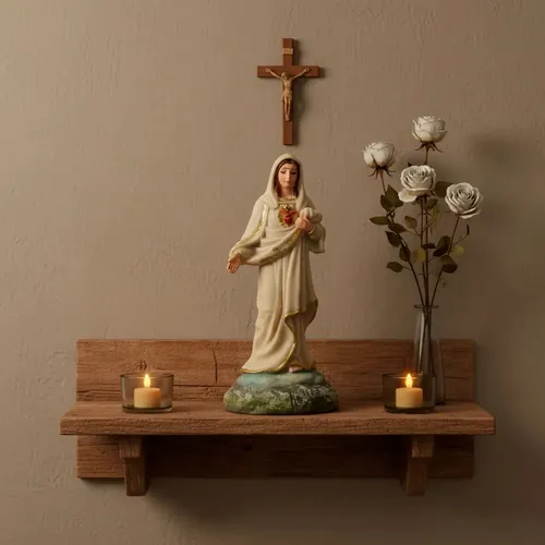 Imagem do Sagrado Coração de Maria de Resina - 15 cm