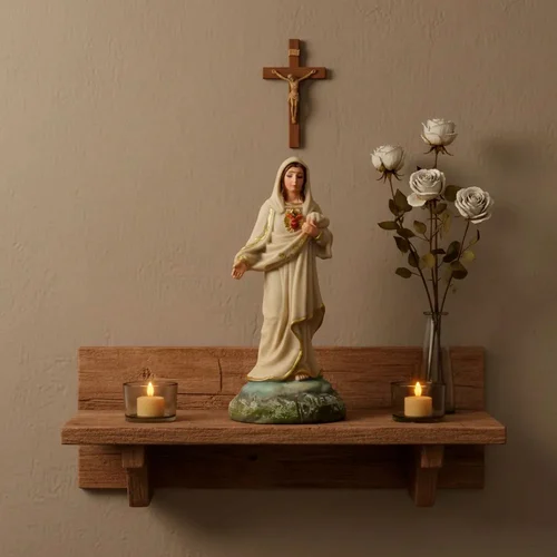 Imagem do Sagrado Coração de Maria de Resina - 15 cm