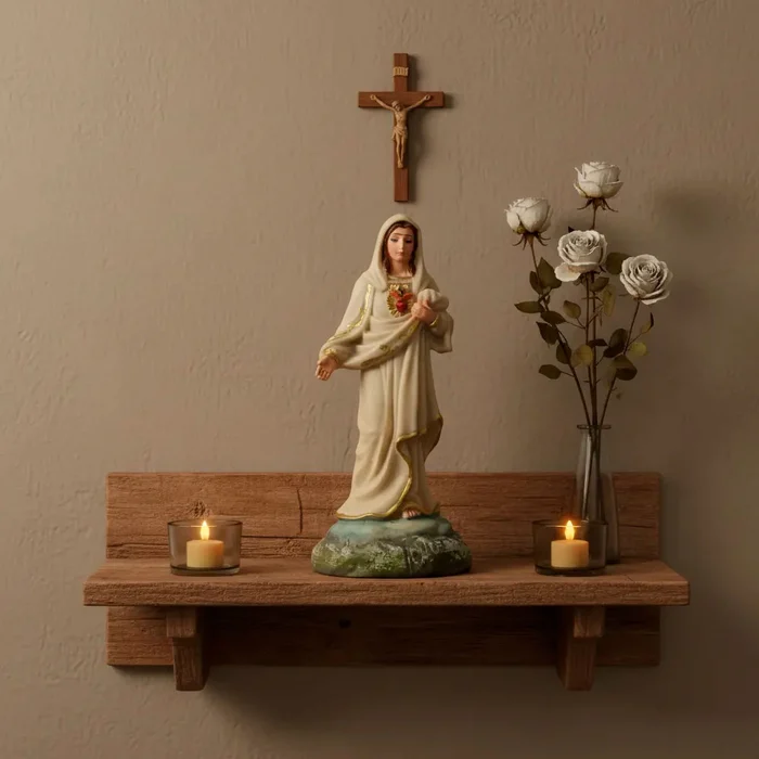 Imagem do Sagrado Coração de Maria de Resina - 15 cm | Comprar na Lojinha Uai