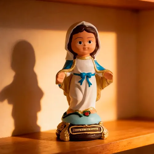 Imagem de Nossa Senhora das Graças sem Medalha Infantil de Borracha Inquebrável - 15 cm