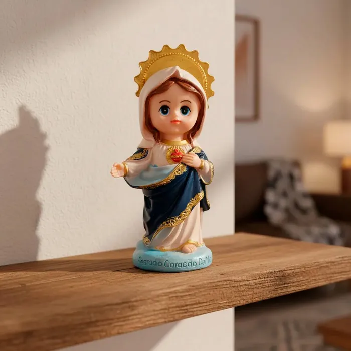 Imagem do Sagrado Coração de Maria Infantil de Resina | Lojinha Uai