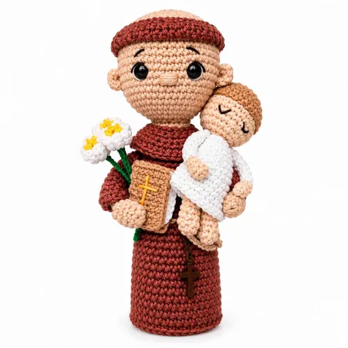 Amigurumi de Santo Antônio de Crochê - 22 cm