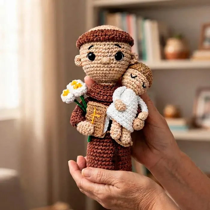 Amigurumi de Santo Antônio de Crochê - 22 cm | Comprar na Lojinha Uai