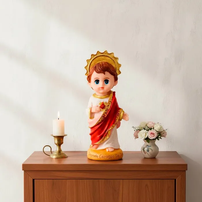 Imagem do Sagrado Coração de Jesus Infantil de Resina | Lojinha Uai