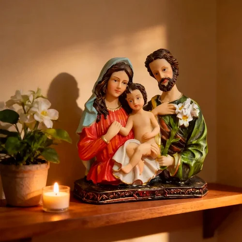 Imagem do Busto da Sagrada Família de Resina - 20 cm