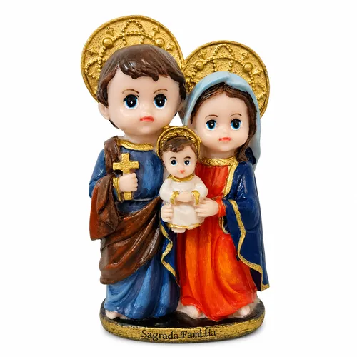 Imagem da Sagrada Família Infantil de Resina - 15 cm